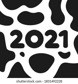 A new year banner with black cow spots. 2021