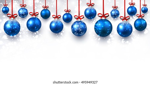 New Year Banner Blue Christmas Balls Stock Vector (Royalty Free) 521738200