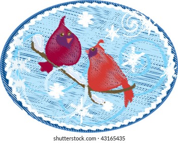 New Year banner with bullfinches