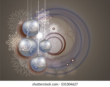 New Year banner with Christmas balls