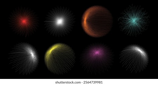 New Year banner, gold fireworks border, Christmas background