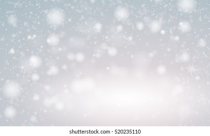 New year banner with snow and stars. Christmas card for party, holiday design, decor. Vector illustration.
