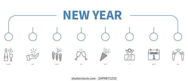 new year banner web icon vector illustration concept
