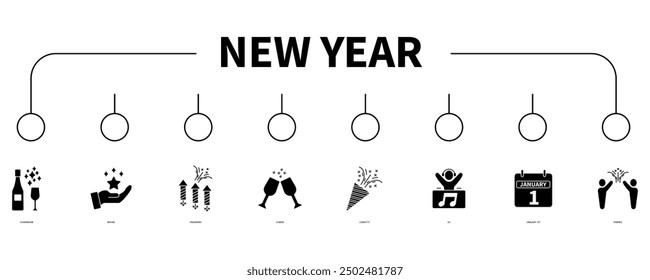 new year banner web icon vector illustration concept