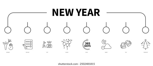 new year banner web icon vector illustration concept