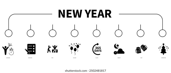 new year banner web icon vector illustration concept