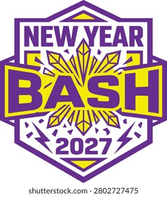 New Year Bash 2027 Firework Badge Vector T Shirt Design