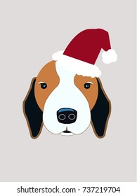 New Year beagle vector illustration.