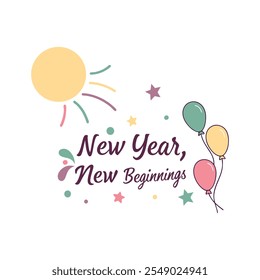 New year new beginnings vector typography design