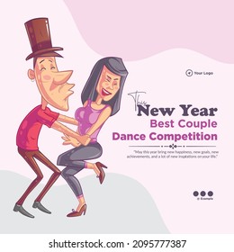 New year best couple competition banner design template.