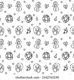 new year black and white seamless pattern. New year background