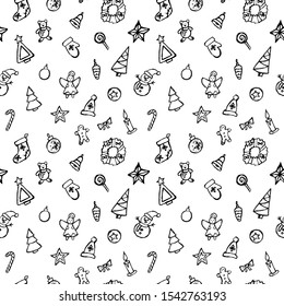 new year black and white seamless pattern. New year background