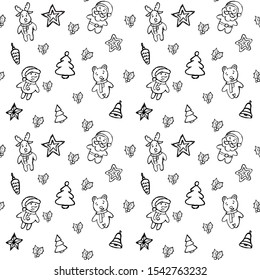 new year black and white seamless pattern. New year background