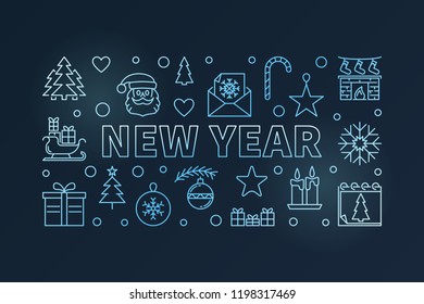 New Year Horizontal Vector Illustration Banner Stock Vector (royalty 