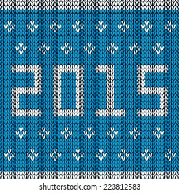 New year blue knitted background. Vector illustration.