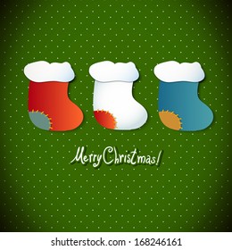 New Year boots. Vector greeting card 