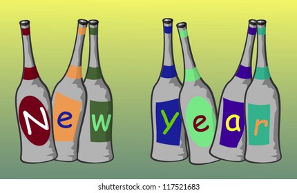 New year with bottle