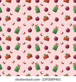 Cuadros de Año Nuevo letra de juguete patrón sin fisuras en el fondo de una rosa