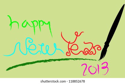 new year brush drawing