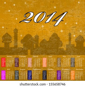 The New Year. Calendar 2014 text paint brush on paper recycle background