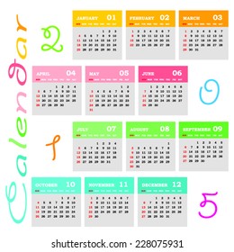 New year calendar 2015, vector Illustration.
