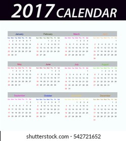 New Year Calendar For  2017