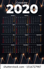 New Year Calendar of 2020 Template Design