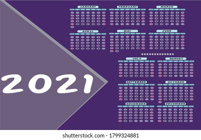 New year calendar for 2021