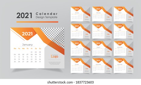 New Year Calendar 2021, Desk Calendar Design Template