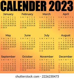 new year calendar 2023 vector template
