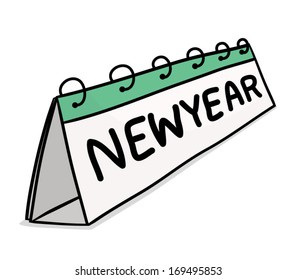 new year calendar / cartoon vector and illustration, isolated on white background.