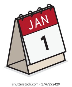New year calendar / cartoon vector and illustration, isolated on white background
