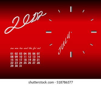 New year Calendar clock on red Background Design Vector