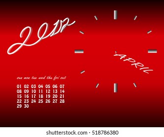 New year Calendar clock on red Background Design Vector