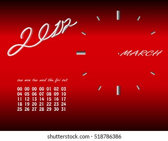 New year Calendar clock on red Background Design Vector