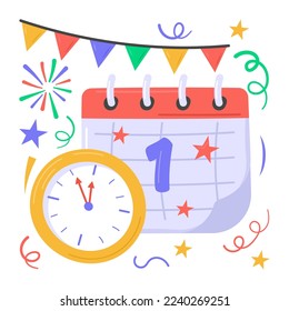 Calendario de año nuevo y pegatinas de reloj a la moda