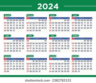 New year Calendar design for 2024