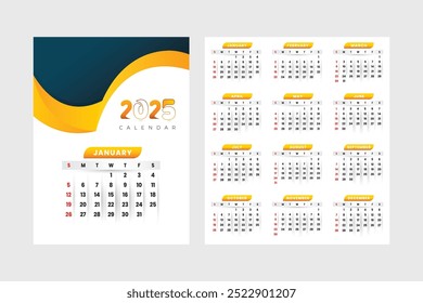 Diseño de calendario de año nuevo con archivo de Vector imprimible
