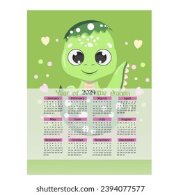 new year calendar with dragon