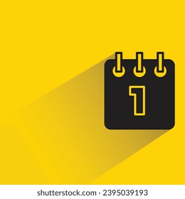 icono de calendario de año nuevo con sombra sobre fondo amarillo