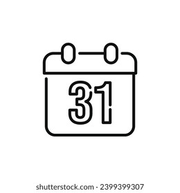 New year calendar line icon isolated on white background