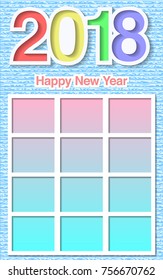 New year calendar mockup with shadow and texture on the blue background