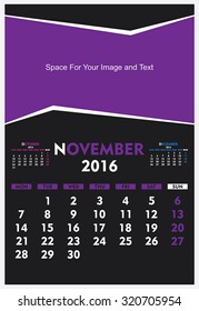 new year calendar November  2016 design vector