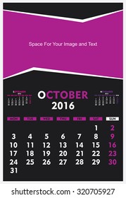 new year calendar October  2016 design vector