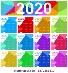 New year calendar template. bundle of printout calendar. vector illustration