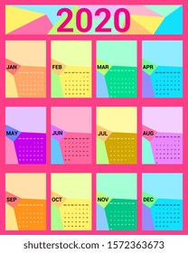 New year calendar template. bundle of printout calendar. vector illustration