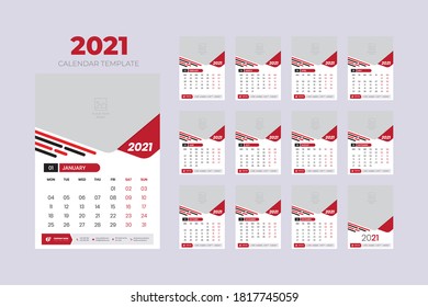 Diseño de plantillas de calendario de año nuevo. Diseño moderno y colorido de calendario de pared para uso personal o de negocios