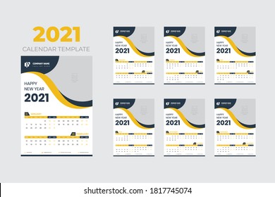 New Year Calendar Template Design. Modern Colorful Wall Calendar Design For Business Or Personal Use
