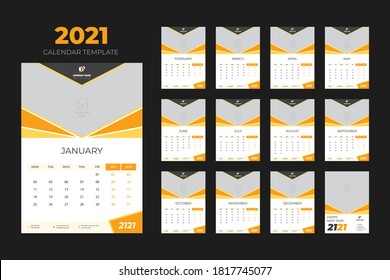 New year calendar template design. Modern colorful wall calendar design for business or personal use
