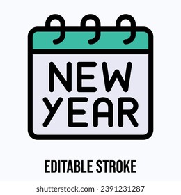 New Year Calendar, New Year Text Calendar, Vector Calendar.